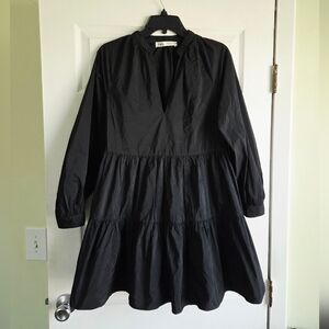ZARA ✨️ Tiered Voluminous Black Taffeta Dress Size S